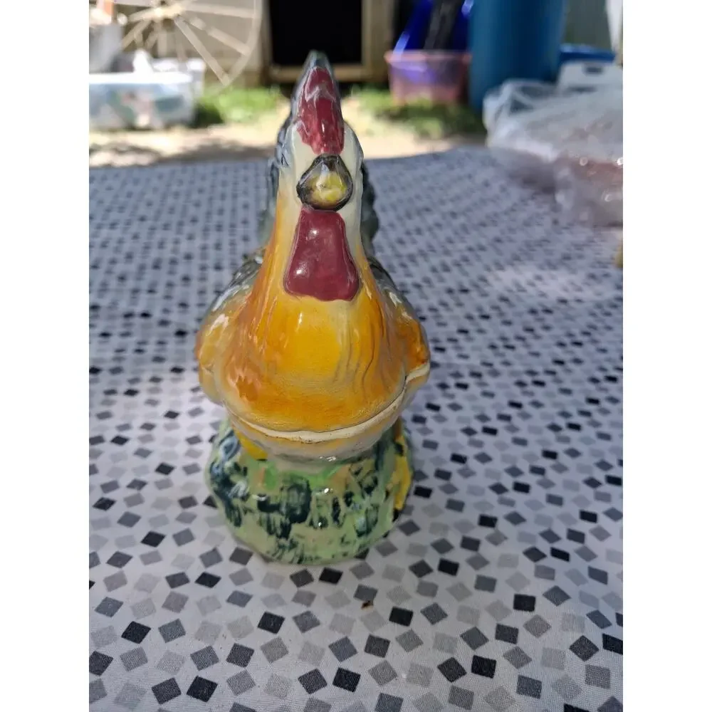 VINTAGE JAPAN Ceramic Rooster Sugar Bowl Hand Painted